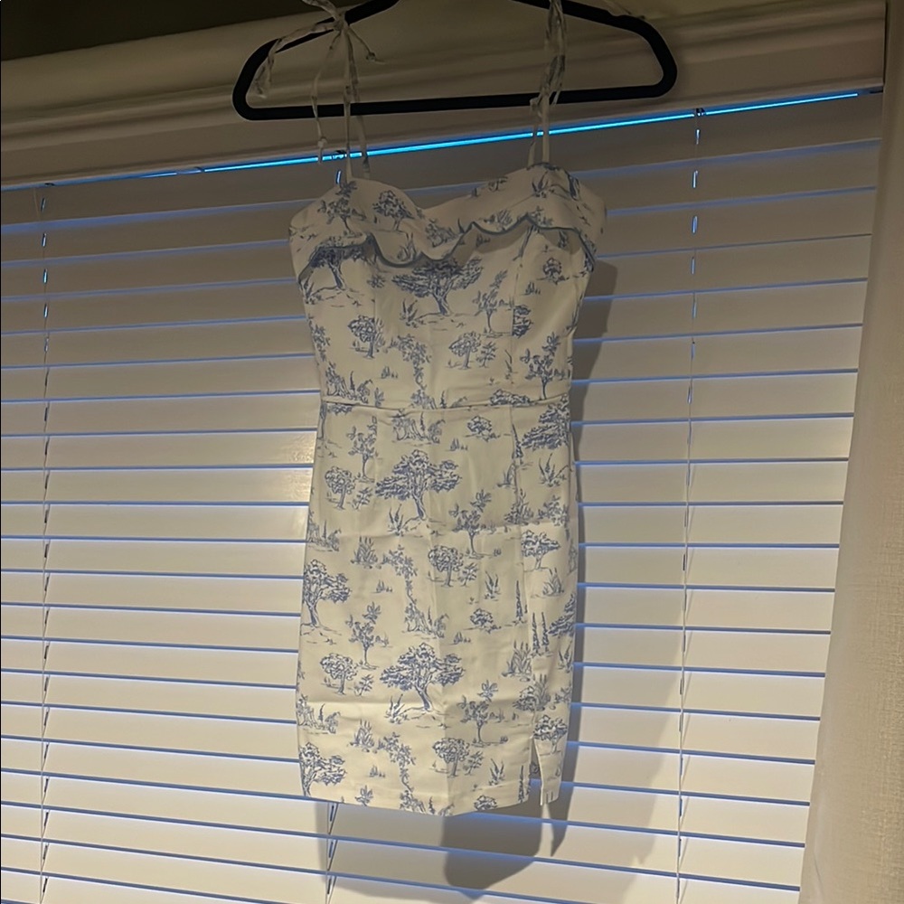 Altar'd State Cream and Blue Floral Sundress